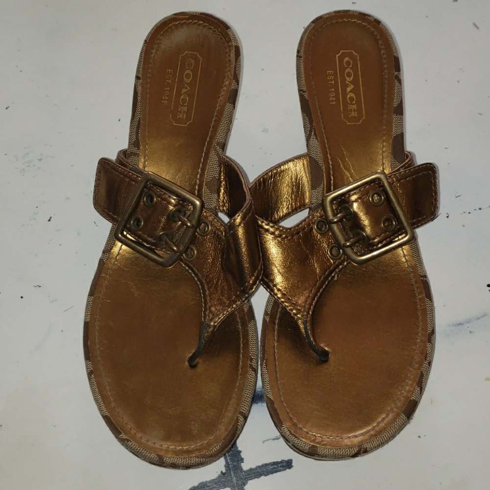 Gold  coach SHERRI  wedges size 8.5
